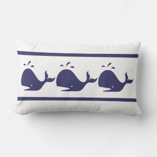 Nautical Navy Blue Whale White kustwoon Kussen