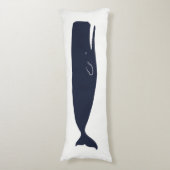 Nautical Navy Blue Whale & White Lichaamskussen (Voorkant Verticaal)