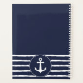 Nautical Navy Blue White Anchor Boat Name 2023 Planner (Achterkant)