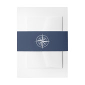 Nautical Navy Blue & White Compass Wedding Uitnodigingen Wikkel (Voorkant Voorbeeld)