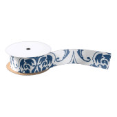 Nautical Navy Blue White  Damask Pattern Lint (Spoel)