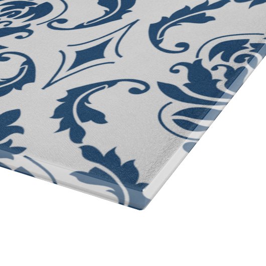 Nautical Navy Blue White  Damask Pattern Snijplank (Hoek)
