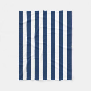 Nautical Navy Blue & White Striped Fleece Deken
