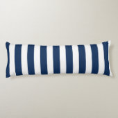 Nautical Navy Blue & White Striped Lichaamskussen (Achterkant)