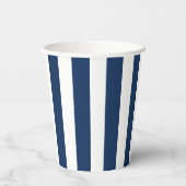 Nautical Navy Blue & White Striped Papieren Bekers (Achterkant)