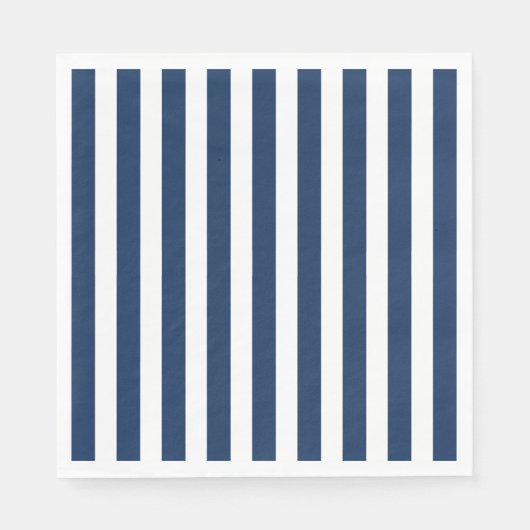 Nautical Navy Blue & White Striped Servet (Voorkant)