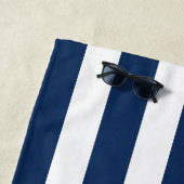 Nautical Navy Blue & White Striped Strandlaken (In situ)