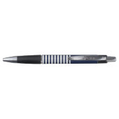 Nautical Navy Blue White Stripes and White Anchor Pen (Achterkant)