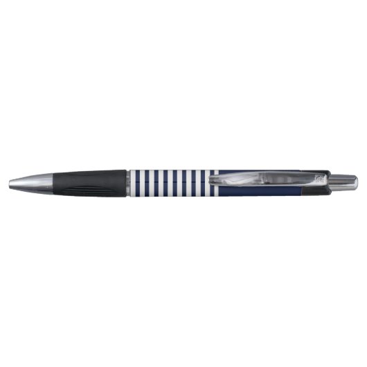 Nautical Navy Blue White Stripes and White Anchor Pen (Achterkant)