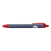 Nautical Navy Blue White Stripes and White Anchor Zwarte Inkt Pen (Bovenkant)