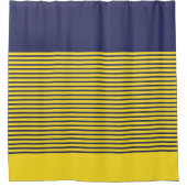 Nautical Navy Blue Yellow Stripes Douchegordijn (Voorkant)