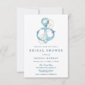 Nautical Navy Bridal Shower Invitation Kaart (Voorkant)