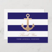 Nautical Navy Dank je Briefkaart (Voorkant / Achterkant)