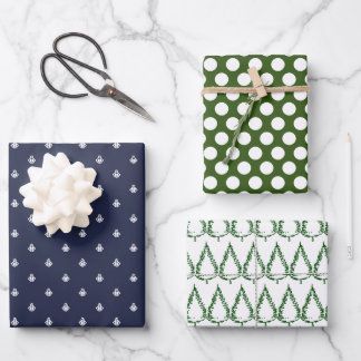 Nautical Navy en Green Inpakpapier Vel