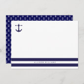 Nautical Navy Flat Note-kaarten Notitiekaartje (Voorkant / Achterkant)