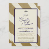Nautical Navy & Gold Couple's Shower Kaart (Voorkant / Achterkant)