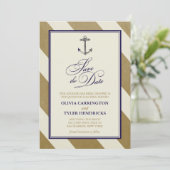 Nautical Navy & Gold Save the Dates Save The Date (Staand voorkant)