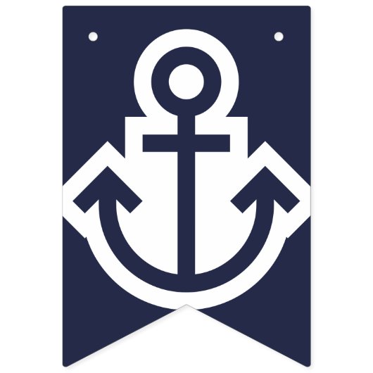 Nautical Navy Happy Birthday Anchor Bunting Vlaggetjes (Eerste vlag)