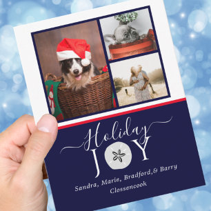 Nautical Navy Joy Sand dollar-fotokerstkaart