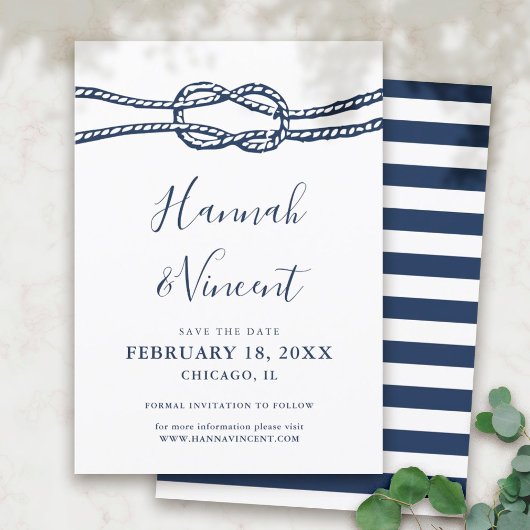 Nautical Navy Knot Save the Date Kaart