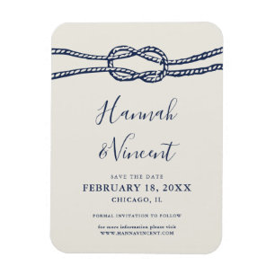 Nautical Navy Knot Save the Date Magnet Magneet