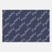 Nautical Navy & Light Grey Birthday Wrapping Inpakpapier Vel (Voorkant 3)