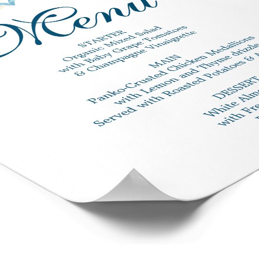 Nautical Navy Menu of Bar Menu Sign Poster (Hoek)