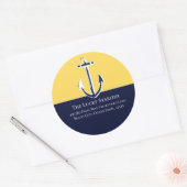 Nautical Navy Mustard Yellow Anchor strand house Ronde Sticker (Envelop)