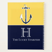 Nautical Navy Mustard Yellow Ancre maison de plage (Dos)
