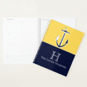 Nautical Navy Mustard Yellow Ancre maison de plage (Devant avec enveloppe)