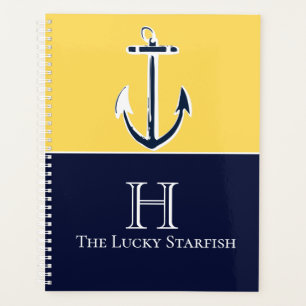 Nautical Navy Mustard Yellow Ancre maison de plage