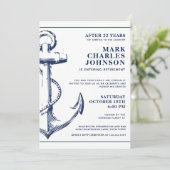 Nautical Navy Nautical Anchor Retirement Kaart (Staand voorkant)