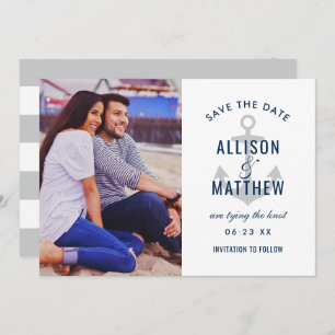 Nautical Navy Platinum Gray Anchor Weddenfoto Save The Date