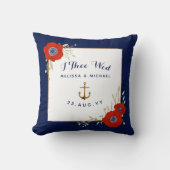 Nautical Navy & Red Anemones Ring Bearer Kussen (Voorkant)