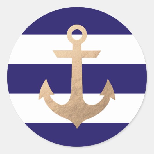 Nautical Navy Ronde Sticker (Voorkant)