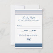 Nautical Navy Rope Knot Stripes Wedding RSVP Kaartje (Voorkant)