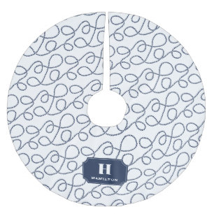Nautical Navy Rope Monogram Kerstboom Rok