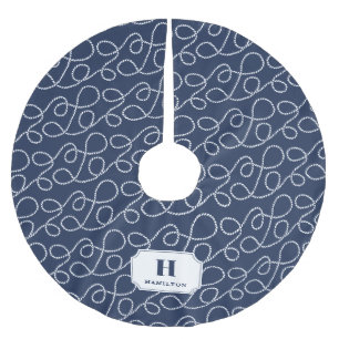 Nautical Navy Rope Monogram Kerstboom Rok