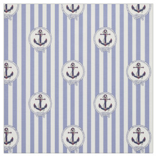 Nautical Navy rustand ankertouw met blauwe streep Stof