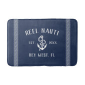 Nautical Navy Rustic Anchor | Naam van je boot Badmat (Voorkant)