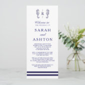 Nautical Navy Seahorse Wedding Programme Programma (Staand voorkant)