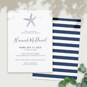 Nautical Navy Starfish Bridal Shower Kaart