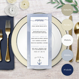 Nautical Navy Steel Blue Waterverf Event Wedding Menu