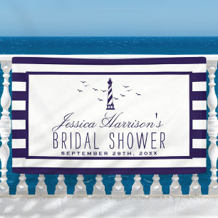 Nautical Navy Stripe Lighthouse Vrijgezellenfeest Spandoek