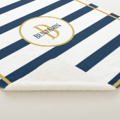 Nautical Navy Stripes Custom Monogram Name Sherpa Deken (3/4)