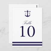 Nautical Navy Table Number Briefkaart (Voorkant / Achterkant)