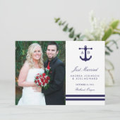 Nautical Navy Wedding Announements Aankondiging (Staand voorkant)