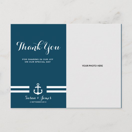 Nautical Navy Wedding Dank u kaart / Briefkaart (Voorkant)