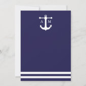 Nautical Navy Wedding Invitation Kaart (Achterkant)