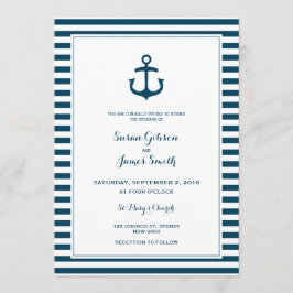 Nautical Navy Wedding Invitation Kaart